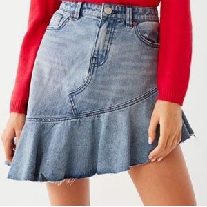 Uneven Hem Denim Skirt